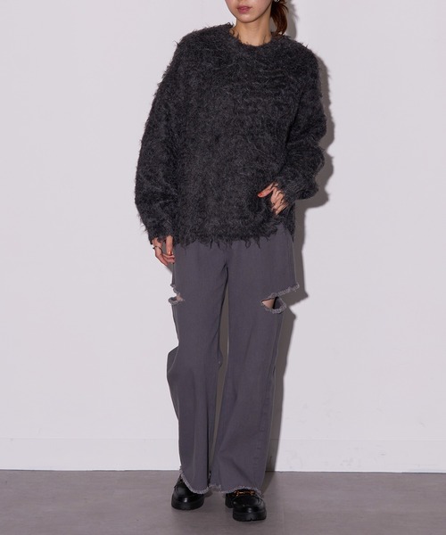 MAISON BREEZE reveur(メゾンブリーズレヴール)の「【MAISON BREEZE reveur】ミックスシャギー クルーネックプルオーバーニット DTK(ニット/セーター・レディース・アイボリー/グリーン/オレンジ/チャコールグレー/グレー・FREE)」の16枚目の写真