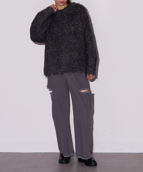 MAISON BREEZE reveur(メゾンブリーズレヴール)の「【MAISON BREEZE reveur】ミックスシャギー クルーネックプルオーバーニット DTK(ニット/セーター・レディース・アイボリー/グリーン/オレンジ/チャコールグレー/グレー・FREE)」の17枚目の写真