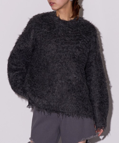 MAISON BREEZE reveur(メゾンブリーズレヴール)の「【MAISON BREEZE reveur】ミックスシャギー クルーネックプルオーバーニット DTK(ニット/セーター・レディース・アイボリー/グリーン/オレンジ/チャコールグレー/グレー・FREE)」の12枚目の写真