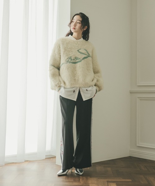 somari imagination(ソマリ イマジネーション)の「『2wayクルーネックロゴカーディガン』(カーディガン/ボレロ・レディース・アイボリー/グレー・FREE)」の5枚目の写真