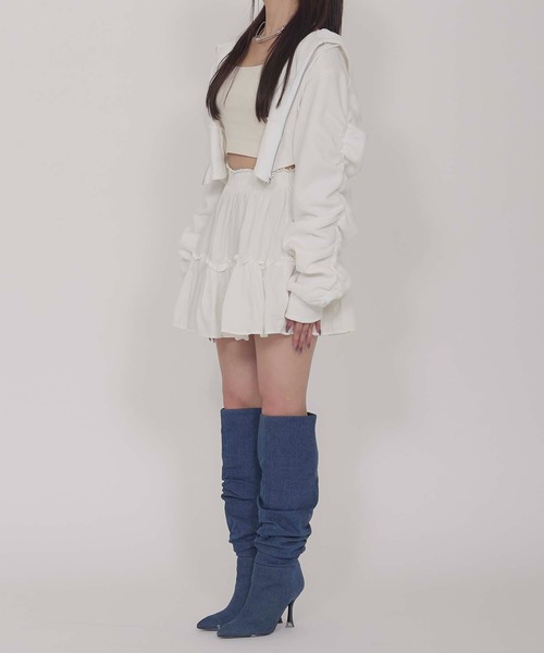 Calon mie(カロンミー)の「SHORT CORSET HOODIE / ショートコルセットフーディー(パーカー・レディース・ブラック/オフホワイト・FREE)」の22枚目の写真