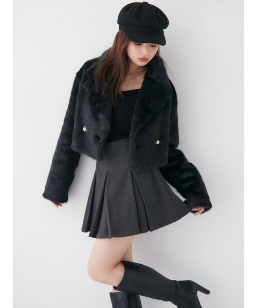 RESEXXY（リゼクシー）の「シャイニーファークロップドブルゾン（ブルゾン・レディース・アイボリー/ブラック/パープル・FREE）」の21枚目の写真