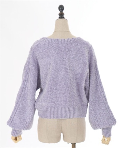 axes femme POETIQUE(アクシーズファムポエティック)の「レースアップベロアモールカーディガン(カーディガン/ボレロ・レディース・キナリ/パープル/グレイッシュベージュ・MEDIUM)」の7枚目の写真