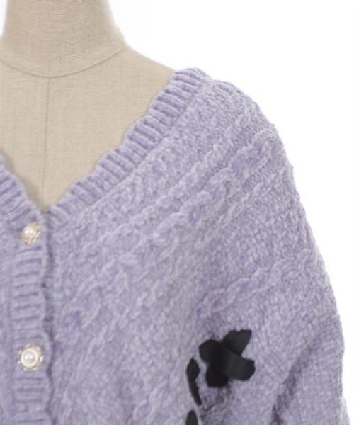 axes femme POETIQUE(アクシーズファムポエティック)の「レースアップベロアモールカーディガン(カーディガン/ボレロ・レディース・キナリ/パープル/グレイッシュベージュ・MEDIUM)」の10枚目の写真
