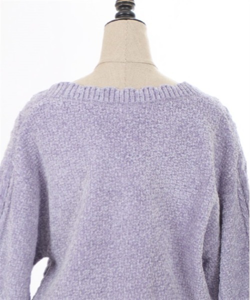 axes femme POETIQUE(アクシーズファムポエティック)の「レースアップベロアモールカーディガン(カーディガン/ボレロ・レディース・キナリ/パープル/グレイッシュベージュ・MEDIUM)」の12枚目の写真