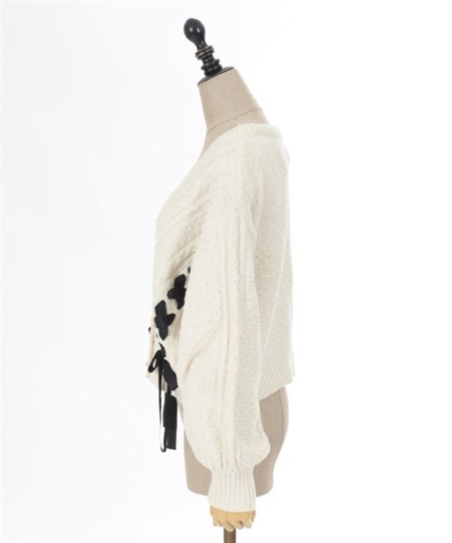 axes femme POETIQUE(アクシーズファムポエティック)の「レースアップベロアモールカーディガン(カーディガン/ボレロ・レディース・キナリ/パープル/グレイッシュベージュ・MEDIUM)」の16枚目の写真