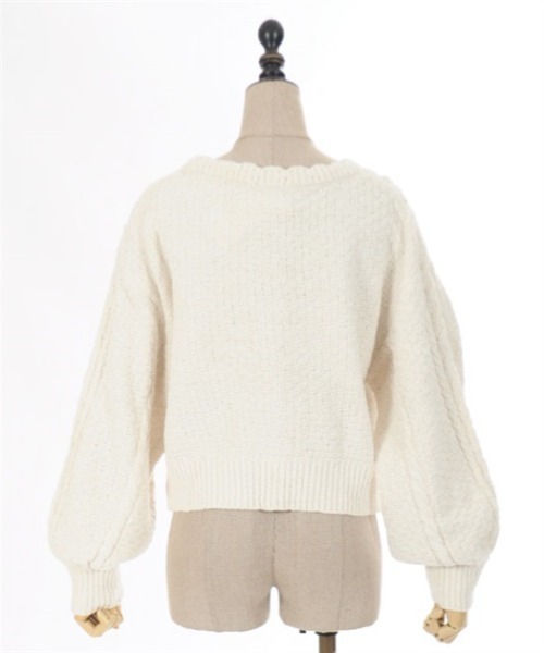 axes femme POETIQUE(アクシーズファムポエティック)の「レースアップベロアモールカーディガン(カーディガン/ボレロ・レディース・キナリ/パープル/グレイッシュベージュ・MEDIUM)」の17枚目の写真