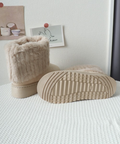 Miniministore(ミニミニストア)の「ムートンブーツ 厚底 裏起毛ブーツ 冬靴(ブーツ・レディース・ブラック/ベージュ/アイボリー・23.0cm/23.5cm/25.0cm/24.0cm/24.5cm/25.5cm)」の22枚目の写真