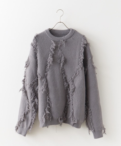 Theater code（シアターコード）の「fringe pattern knit / フリンジパターン ニット（ニット/セーター・メンズ・グレー/ブラック/ホワイト・L/M）」の3枚目の写真