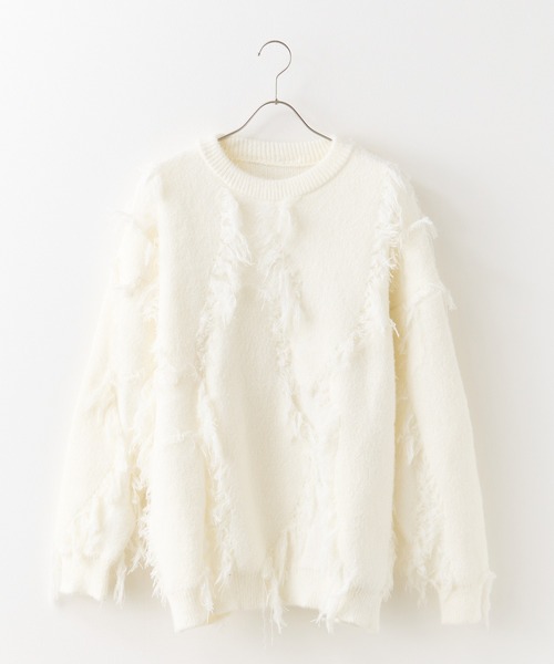 Theater code（シアターコード）の「fringe pattern knit / フリンジパターン ニット（ニット/セーター・メンズ・グレー/ブラック/ホワイト・L/M）」の2枚目の写真