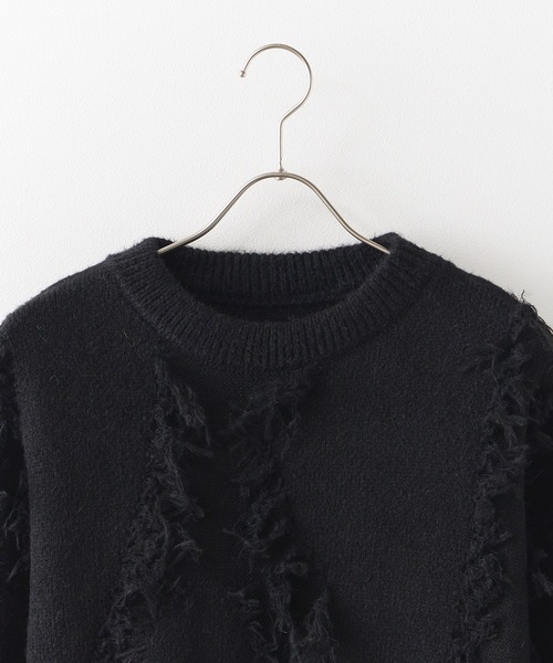 Theater code（シアターコード）の「fringe pattern knit / フリンジパターン ニット（ニット/セーター・メンズ・グレー/ブラック/ホワイト・L/M）」の4枚目の写真