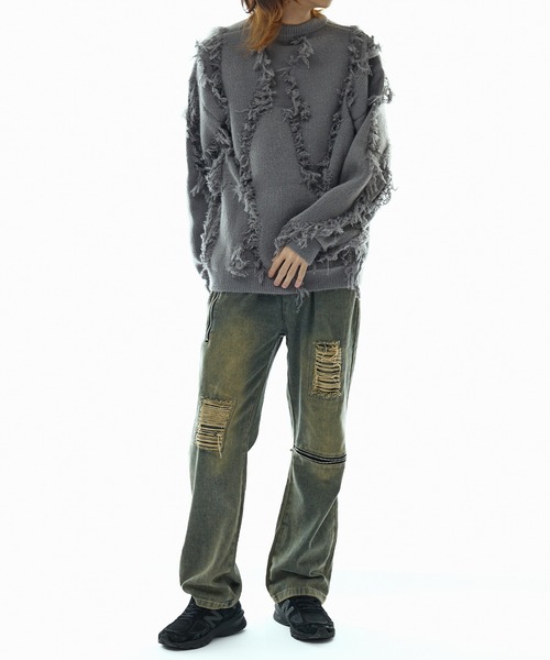 Theater code（シアターコード）の「fringe pattern knit / フリンジパターン ニット（ニット/セーター・メンズ・グレー/ブラック/ホワイト・L/M）」の11枚目の写真