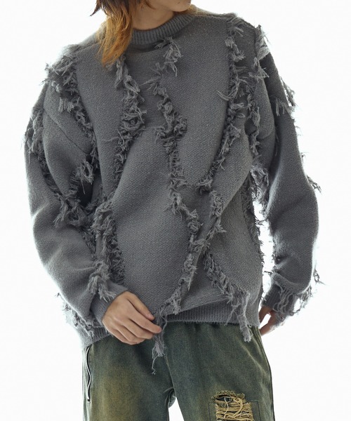 Theater code（シアターコード）の「fringe pattern knit / フリンジパターン ニット（ニット/セーター・メンズ・グレー/ブラック/ホワイト・L/M）」の10枚目の写真