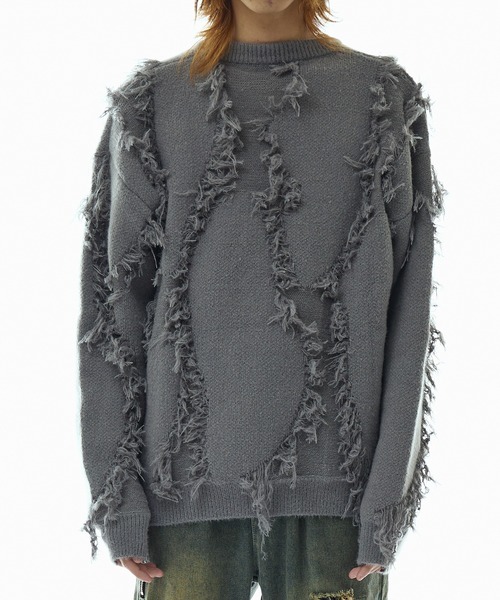 Theater code（シアターコード）の「fringe pattern knit / フリンジパターン ニット（ニット/セーター・メンズ・グレー/ブラック/ホワイト・L/M）」の13枚目の写真
