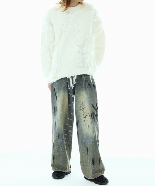 Theater code（シアターコード）の「fringe pattern knit / フリンジパターン ニット（ニット/セーター・メンズ・グレー/ブラック/ホワイト・L/M）」の16枚目の写真