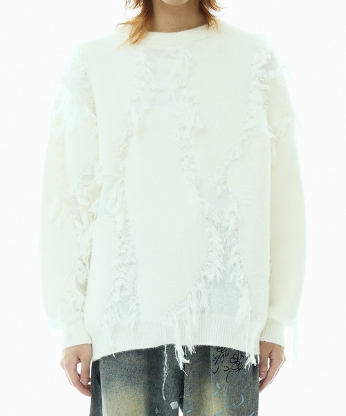 Theater code（シアターコード）の「fringe pattern knit / フリンジパターン ニット（ニット/セーター・メンズ・グレー/ブラック/ホワイト・L/M）」の17枚目の写真