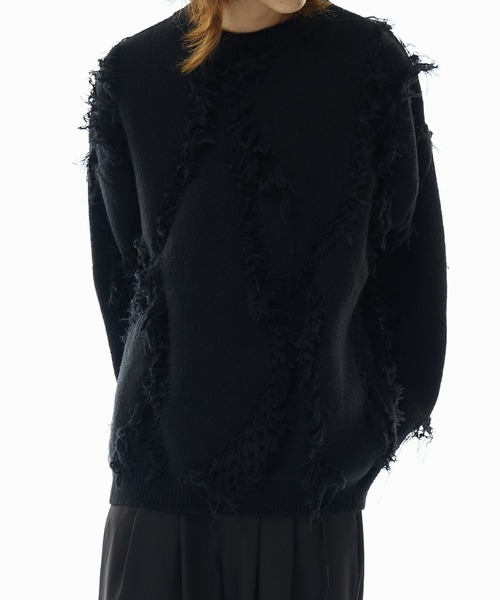 Theater code（シアターコード）の「fringe pattern knit / フリンジパターン ニット（ニット/セーター・メンズ・グレー/ブラック/ホワイト・L/M）」の19枚目の写真