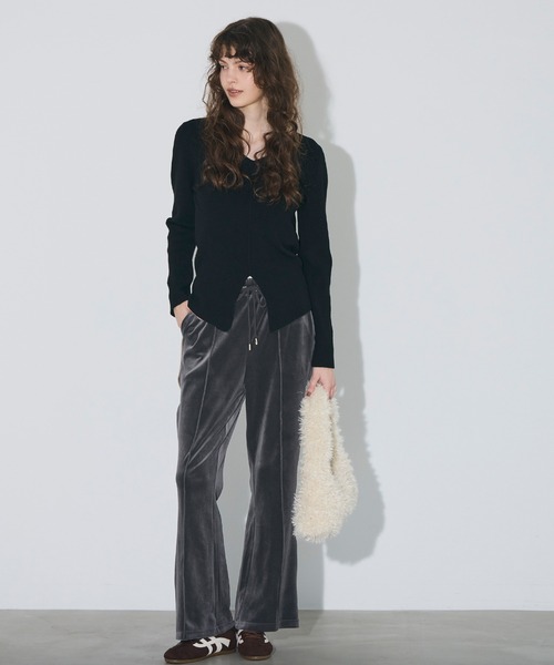 coca（coca）（コカ）の「ベロアフレアラインパンツ（その他パンツ・レディース・チャコール/ブラウン/アイボリー/ブラック・L/M/S）」の14枚目の写真