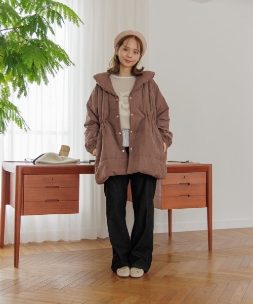 flower ホリデーコート ダウン　ブラウン flower（フラワー）の「ホリデーコート2（ノーカラーコート）」 - WEAR