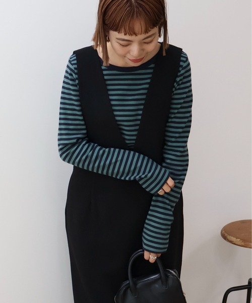AMERICAN HOLIC（アメリカンホリック）の「リブボーダーカットプルオーバー（Tシャツ/カットソー・レディース・ネイビー/アイボリー/サックスブルー・M/L）」の3枚目の写真