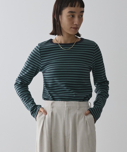 AMERICAN HOLIC（アメリカンホリック）の「リブボーダーカットプルオーバー（Tシャツ/カットソー・レディース・ネイビー/アイボリー/サックスブルー・M/L）」の9枚目の写真