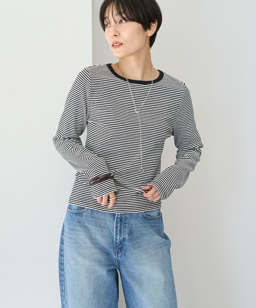 AMERICAN HOLIC（アメリカンホリック）の「リブボーダーカットプルオーバー（Tシャツ/カットソー・レディース・ネイビー/アイボリー/サックスブルー・M/L）」の10枚目の写真