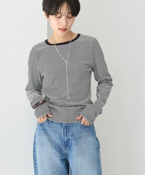 AMERICAN HOLIC（アメリカンホリック）の「リブボーダーカットプルオーバー（Tシャツ/カットソー・レディース・ネイビー/アイボリー/サックスブルー・M/L）」の20枚目の写真