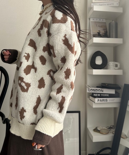 ULEULA（ウルア）の「ヒョウ柄モヘアニット（ニット/セーター・レディース・アイボリー/ブラック・FREE）」の8枚目の写真
