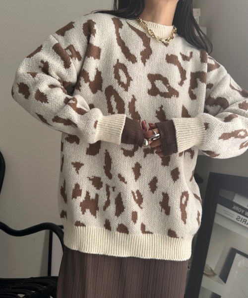 ULEULA（ウルア）の「ヒョウ柄モヘアニット（ニット/セーター・レディース・アイボリー/ブラック・FREE）」の7枚目の写真