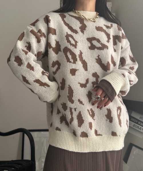 ULEULA（ウルア）の「ヒョウ柄モヘアニット（ニット/セーター・レディース・アイボリー/ブラック・FREE）」の5枚目の写真