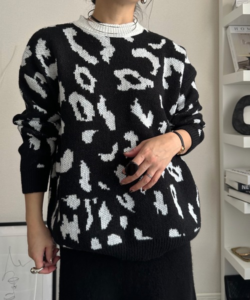 ULEULA（ウルア）の「ヒョウ柄モヘアニット（ニット/セーター・レディース・アイボリー/ブラック・FREE）」の13枚目の写真