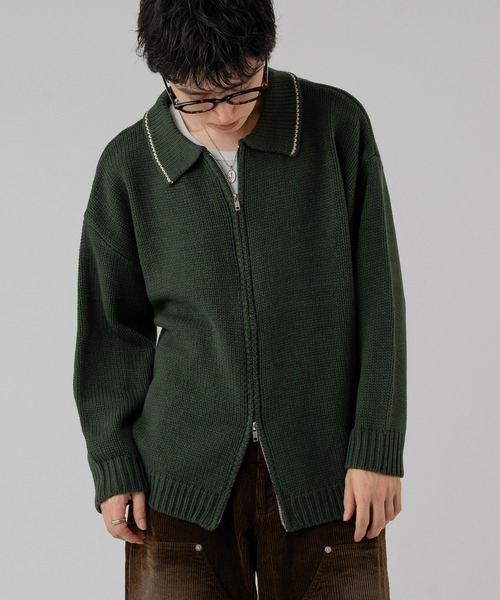 Adoon plain（アドーンプレーン）の「DOUBLE ZIP KNIT POLO SHIRT