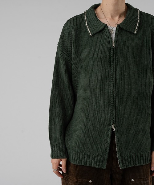 トップス KNIT POLO SHIRT セール】DOUBLE ZIP KNIT POLO SHIRT / ダブルジップニットポロシャツ