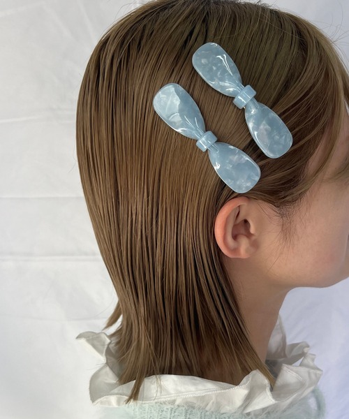 poiregnee（ポワニェ）の「［select］リボンヘアクリップ 2個セット（バレッタ/ヘアクリップ・レディース・ブルー・FREE）」の2枚目の写真