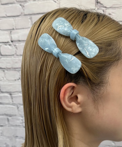 poiregnee（ポワニェ）の「［select］リボンヘアクリップ 2個セット（バレッタ/ヘアクリップ・レディース・ブルー・FREE）」の3枚目の写真