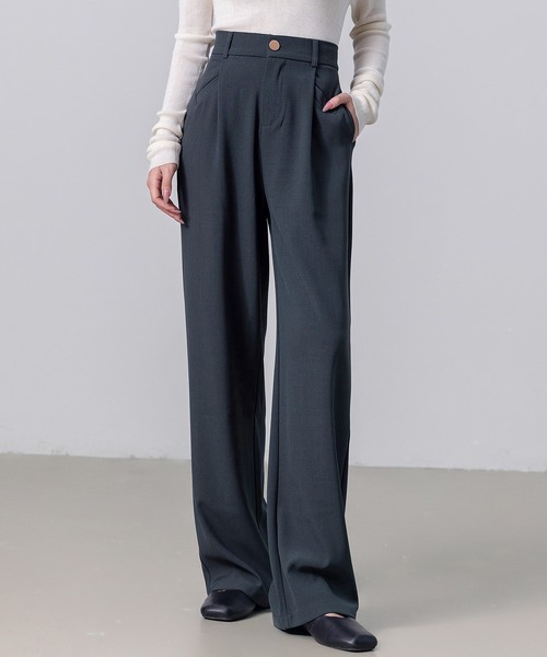 Vintage アーカイブ 極美シルエット スラックス セール】レディース 美シルエットハイウエストタックスラックス