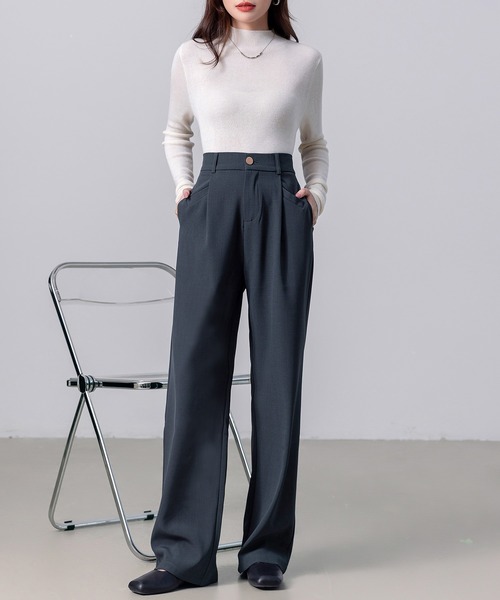 DAY CLOSET（デイ クローゼット）の「【大きいサイズ有】すらっと脚長。美シルエットハイウエストタックスラックス レディース（スラックス・レディース・ホワイト/ブラック/モカ/ダークグレー/ボルドー・L/XL/XS/S/M）」の15枚目の写真