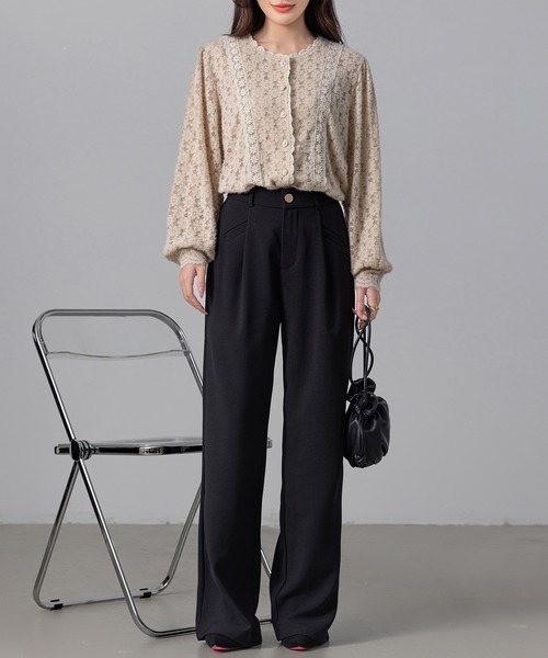 DAY CLOSET（デイ クローゼット）の「【大きいサイズ有】すらっと脚長。美シルエットハイウエストタックスラックス レディース（スラックス・レディース・ホワイト/ブラック/モカ/ダークグレー/ボルドー・L/XL/XS/S/M）」の12枚目の写真