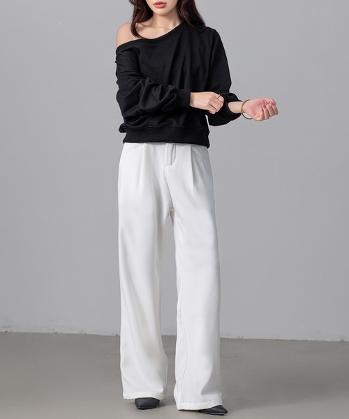 DAY CLOSET（デイ クローゼット）の「【大きいサイズ有】すらっと脚長。美シルエットハイウエストタックスラックス レディース（スラックス・レディース・ホワイト/ブラック/モカ/ダークグレー/ボルドー・L/XL/XS/S/M）」の7枚目の写真