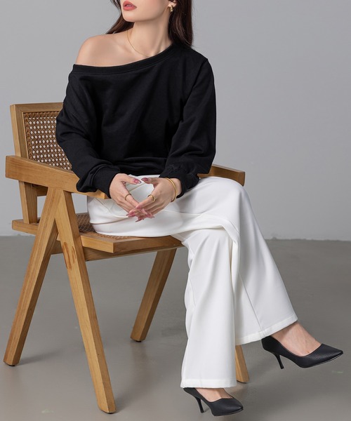 DAY CLOSET（デイ クローゼット）の「【大きいサイズ有】すらっと脚長。美シルエットハイウエストタックスラックス レディース（スラックス・レディース・ホワイト/ブラック/モカ/ダークグレー/ボルドー・L/XL/XS/S/M）」の9枚目の写真