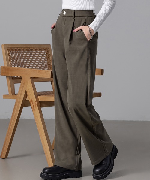 DAY CLOSET（デイ クローゼット）の「【大きいサイズ有】すらっと脚長。美シルエットハイウエストタックスラックス レディース（スラックス・レディース・ホワイト/ブラック/モカ/ダークグレー/ボルドー・L/XL/XS/S/M）」の18枚目の写真