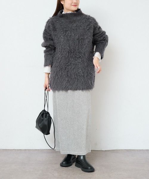 PUAL CE CIN(ピュアルセシン)の「カール起毛ハイネックニットプルオーバー(ニット/セーター・レディース・チャコールグレー/ライトベージュ/レッド・FREE)」の17枚目の写真