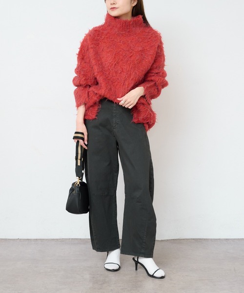 PUAL CE CIN(ピュアルセシン)の「カール起毛ハイネックニットプルオーバー(ニット/セーター・レディース・チャコールグレー/ライトベージュ/レッド・FREE)」の12枚目の写真