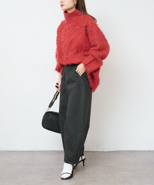 PUAL CE CIN(ピュアルセシン)の「カール起毛ハイネックニットプルオーバー(ニット/セーター・レディース・チャコールグレー/ライトベージュ/レッド・FREE)」の13枚目の写真