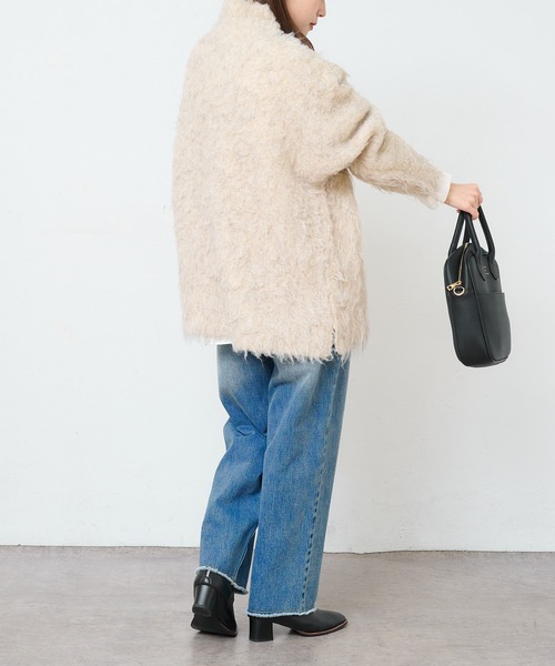 PUAL CE CIN(ピュアルセシン)の「カール起毛ハイネックニットプルオーバー(ニット/セーター・レディース・チャコールグレー/ライトベージュ/レッド・FREE)」の9枚目の写真