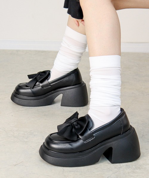 LOVEHUNTER(ラブハンター)の「LOVEHUNTER/+8.5cm 軽量厚底 ビッグリボンローファー(1698)(ローファー・レディース・ブラック系1/ブラック系2・S/M/L/LL)」の8枚目の写真