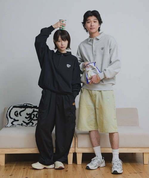 kaoyorinakami(カオヨリナカミ)の「BOY patch sweat polo shirt / ボーイパンチスウェットポロシャツ(スウェット・メンズ・ブラック/グレー・SMALL/MEDIUM/LARGE/X-LARGE)」の14枚目の写真