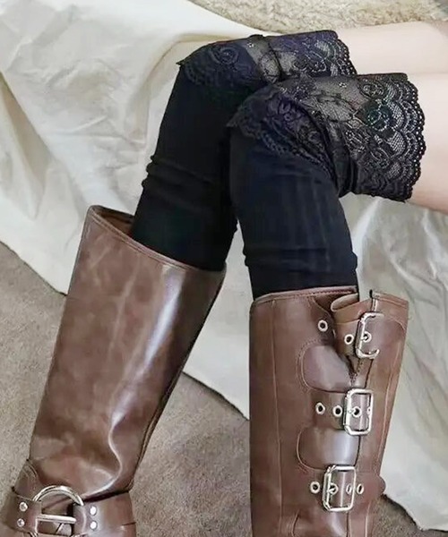 ammy.(エイミードット)の「【 ammy. / エイミードット 】 レース 切替 ニーハイ ソックス(ソックス/靴下・レディース・ブラック/ホワイト/グレー/ダークグレー/ブラウン・FREE)」の11枚目の写真