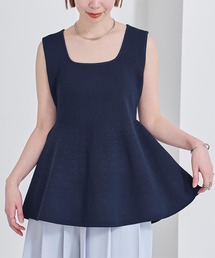 UR'S（ユアーズ）の「前後2wayスポンディッシュスクエアネックペプラムニット（ニット/セーター・レディース）」