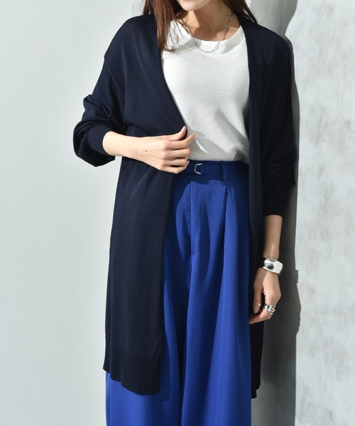 INTERPLANET（インタープラネット）の「【マシーンウォッシャブル・ＵＶ・接触冷感】ロングトッパーカーディガン（カーディガン/ボレロ・レディース・オフホワイト/グレー/ブラック/ネイビー・FREE）」の4枚目の写真